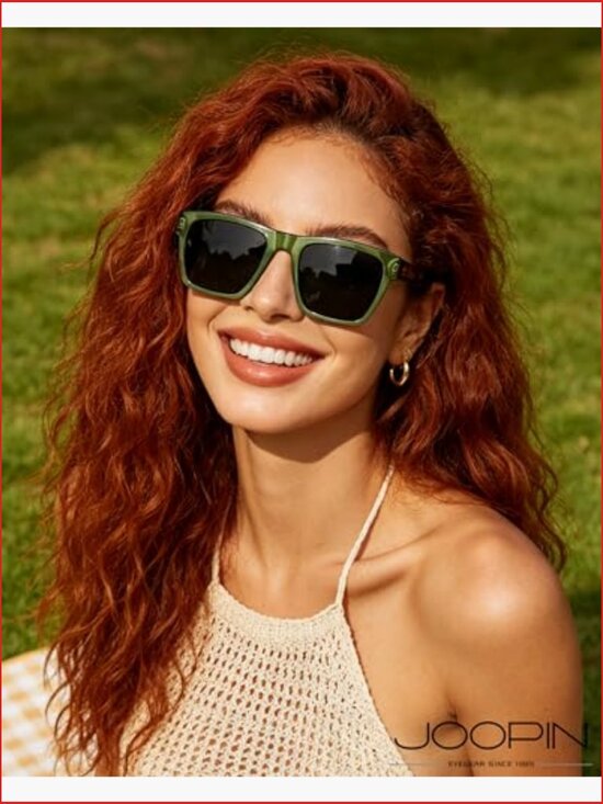 Oversized Square Sunglasses Polarized UV400 Protection Retro Shades